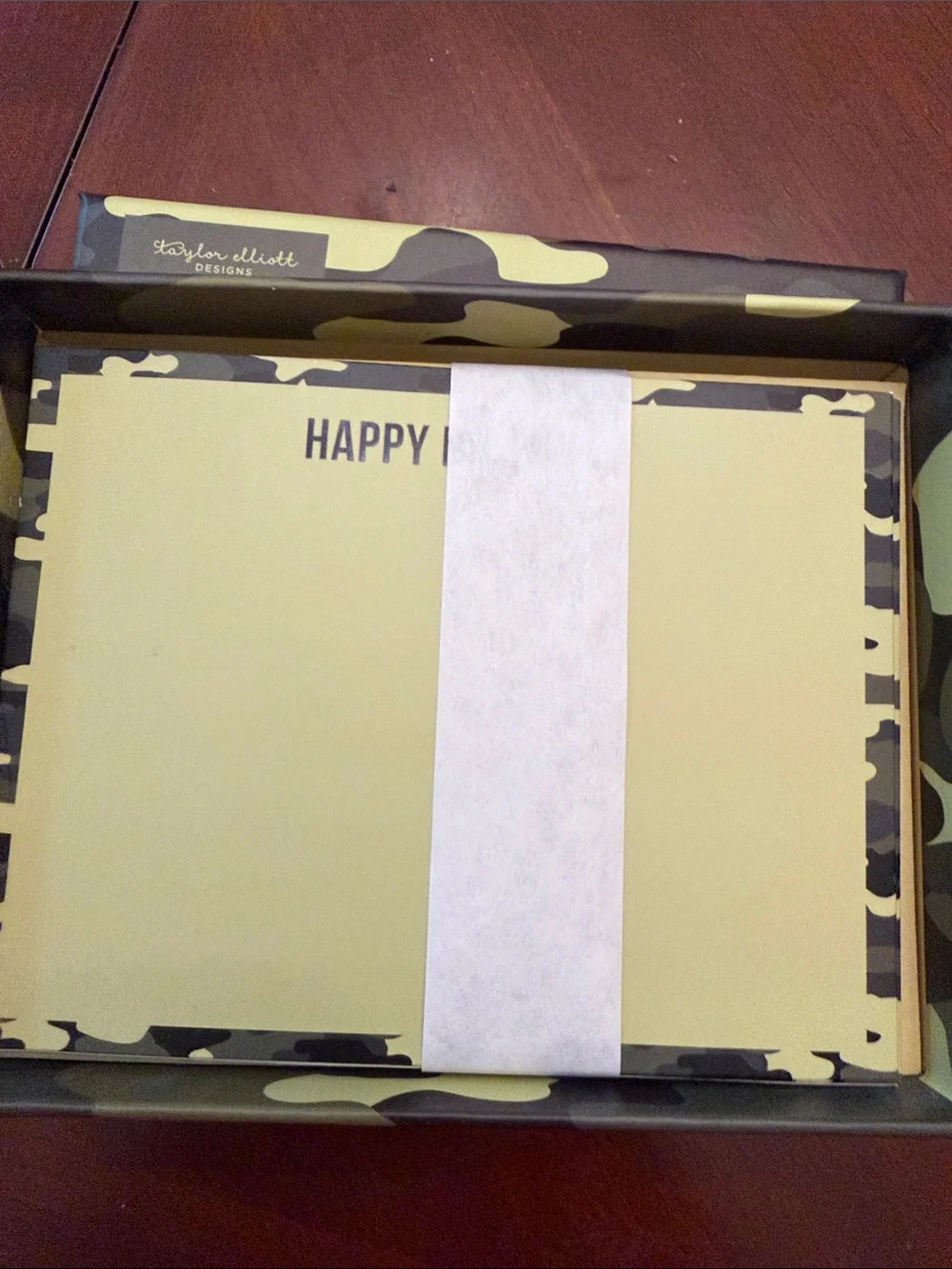 Olive Green Camouflage Note Cards & Gel Pen Set